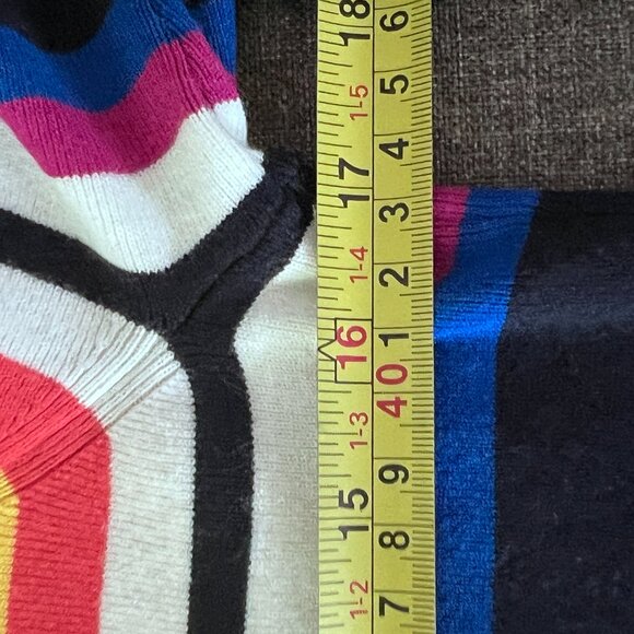 Boston Proper Pullover Sweater Top Sz M Multicolor Stripe Knit 3/4 Sleeve Preppy - Picture 9 of 9